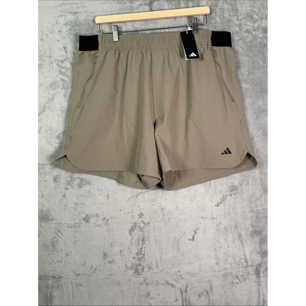 NWT New Adidas Beige Black Mens Athletic Shorts Size 2XL